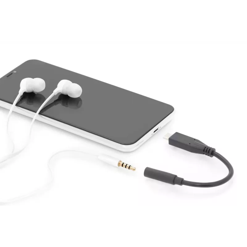 DIGITUS USB Type-C audi sovitinkaapeli, Type-C - 3,5 mm M/F, 20 cm, audio-tulo/lähtö, versio 3.1, CE, musta