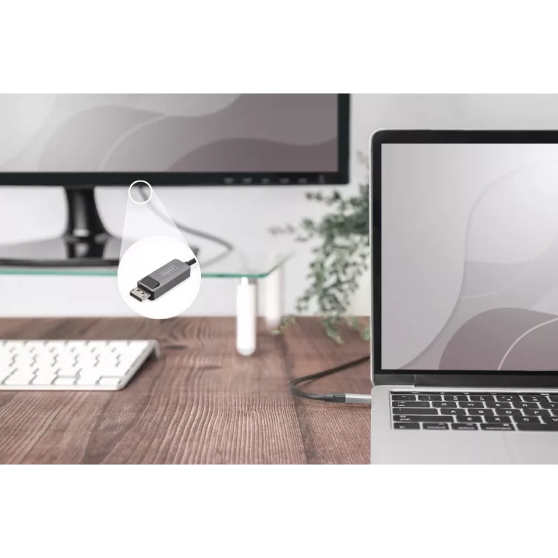 DIGITUS USB Type C to DP sovitinkaapeli 8Ka30Hz. HBR3 alumiinikotelo musta 1m