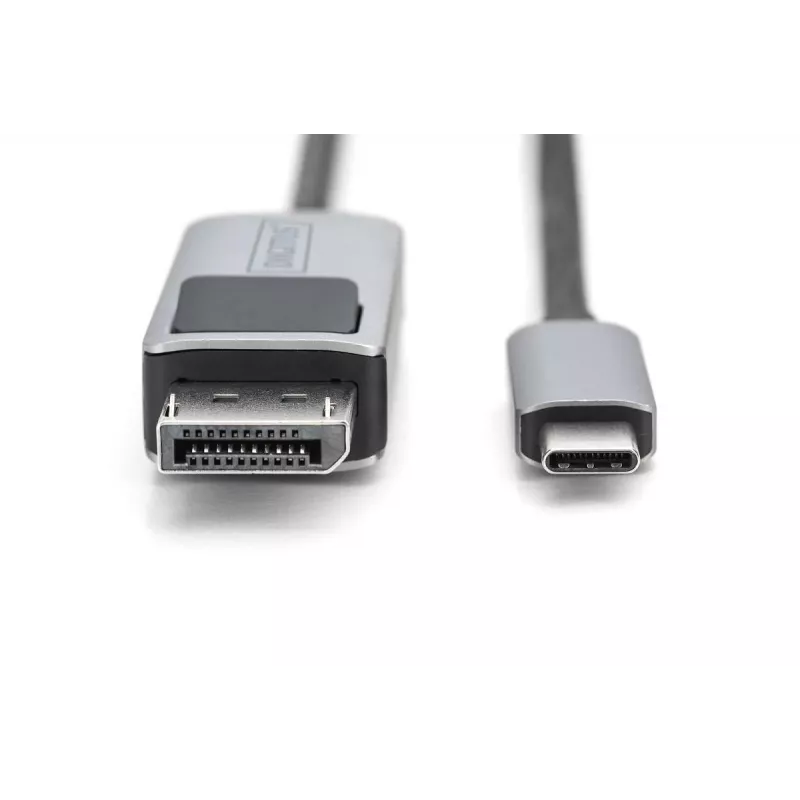 DIGITUS USB Type C - DP sovitinkaapeli 8K@30Hz, HBR3, alumiinikotelo, musta, 2m
