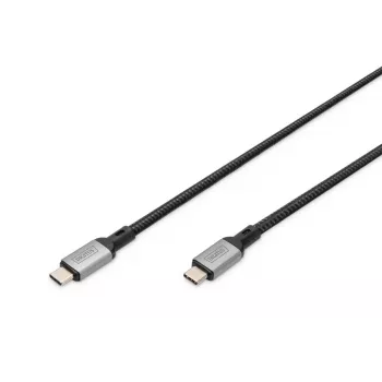 DIGITUS USB 4 liitäntäkaapeli. tyyppi C - tyyppi C. alumiinikotelo PP-punos 4K@60Hz. PD3.0. 20Gbit/s. 3m. musta