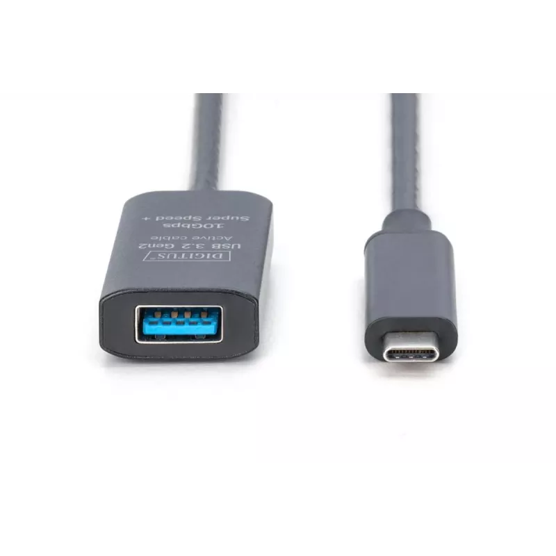 DIGITUS aktiivinen USB-C-jatkokaapeli – 10G USB 3.2 Gen2 USB-C – USB-A (M/F) – 5 m