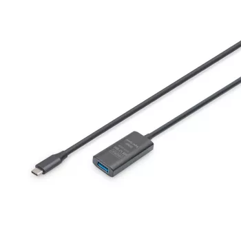 DIGITUS aktiivinen USB-C-jatkokaapeli – 5G USB 3.2 Gen1 USB-C – USB-A (uros/naaras) – 5 m