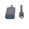 DIGITUS aktiivinen USB-C-jatkokaapeli – 5G USB 3.2 Gen1 USB-C – USB-A (uros/naaras) – 5 m