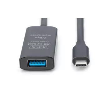 DIGITUS aktiivinen USB-C-jatkokaapeli – 5G USB 3.2 Gen1 USB-C – USB-A (uros/naaras) – 5 m