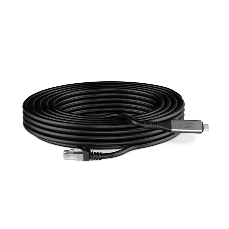 DIGITUS USB-C 3.2 Gen1 - RJ45 Ethernet-kaapeli - CAT6a S/FTP musta - 10 m