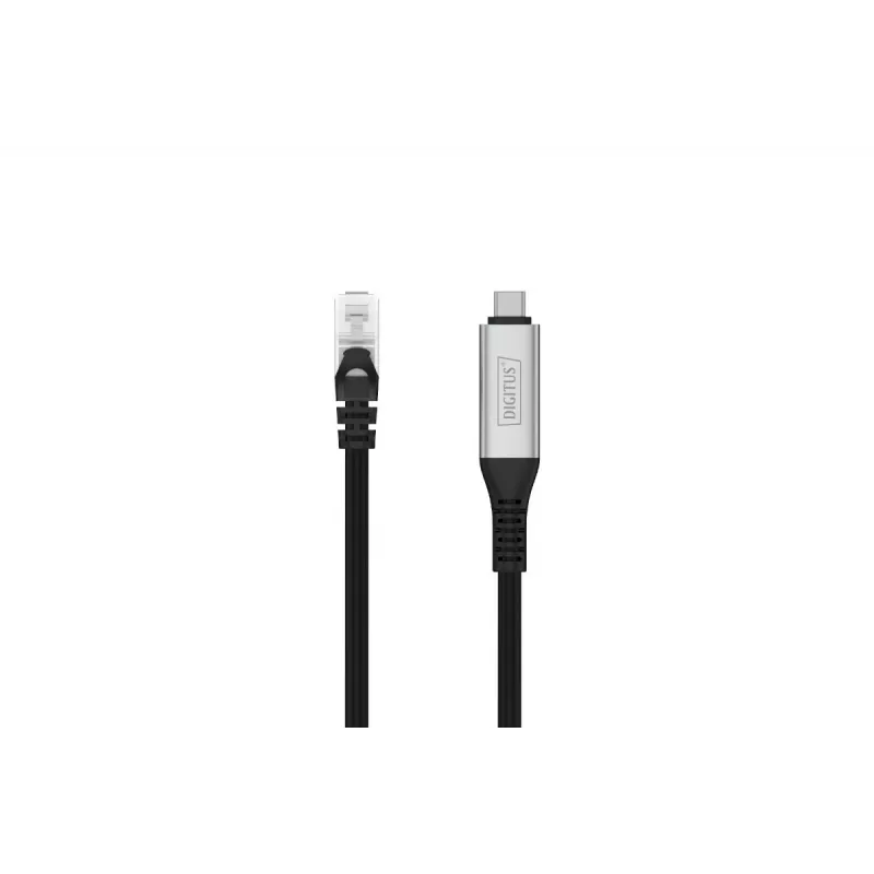 DIGITUS USB-C 3.2 Gen1 - RJ45 Ethernet-kaapeli - CAT6a S/FTP musta - 15 m