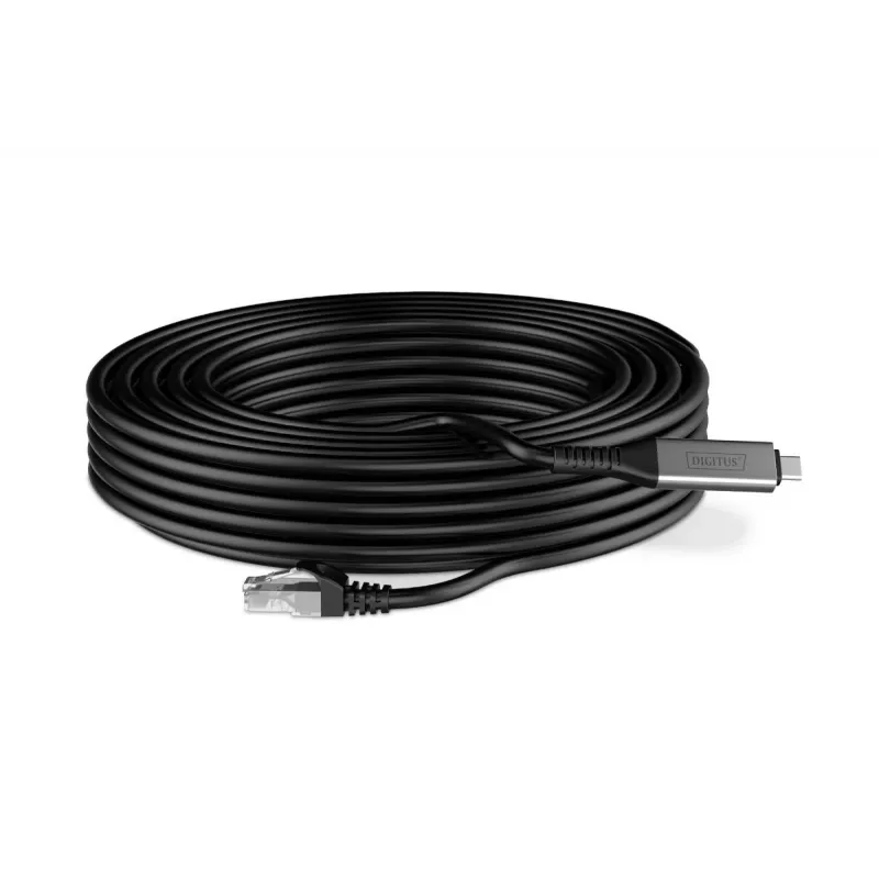 DIGITUS USB-C 3.2 Gen1 - RJ45 Ethernet-kaapeli - CAT6a S/FTP musta - 15 m