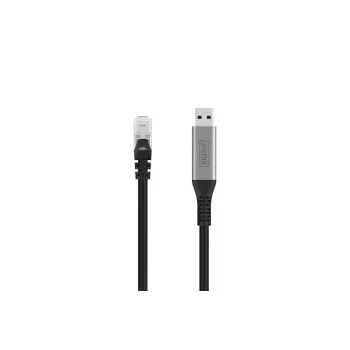 DIGITUS USB 3.2 Gen1 - RJ45 Ethernet-kaapeli - CAT6a S/FTP musta - 2 m