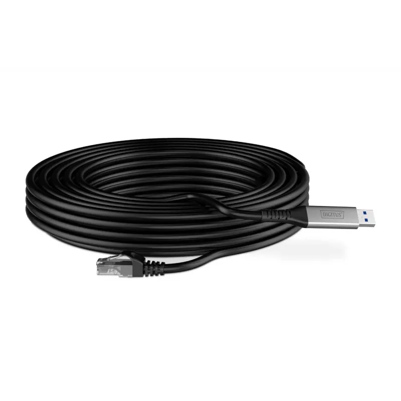 DIGITUS USB 3.2 Gen1 - RJ45 Ethernet-kaapeli - CAT6a S/FTP musta - 10 m