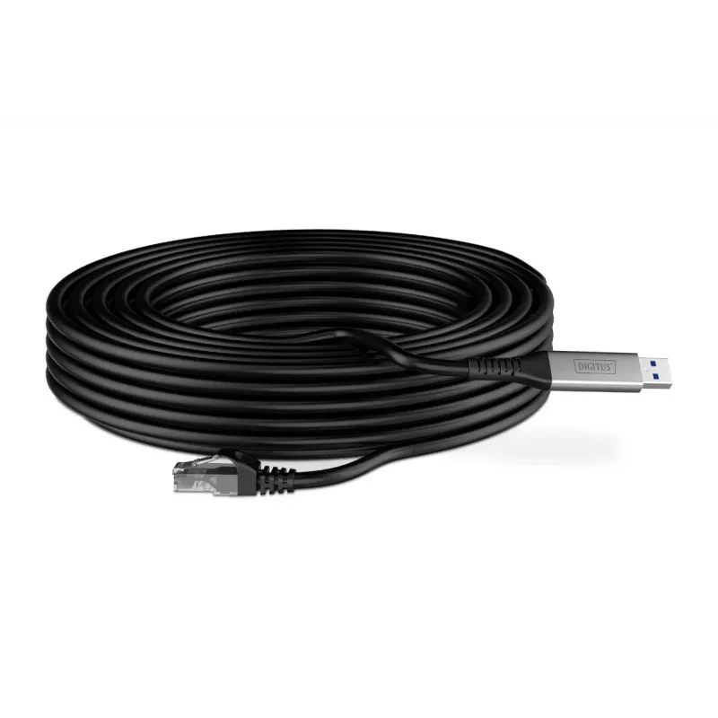 DIGITUS USB 3.2 Gen1 - RJ45 Ethernet-kaapeli - CAT6a S/FTP musta - 15 m