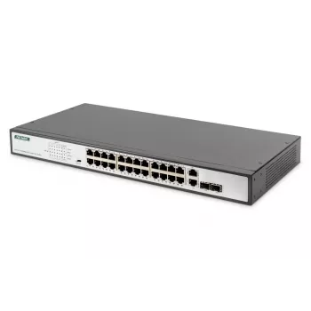 Digitus DN-95343 24-porttinen Fast Ethernet PoE-kytkin, 2x Gigabit Combo TP/SFP, 370 W