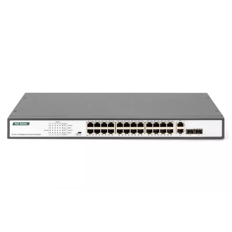 Digitus DN-95343 24-porttinen Fast Ethernet PoE-kytkin, 2x Gigabit Combo TP/SFP, 370 W