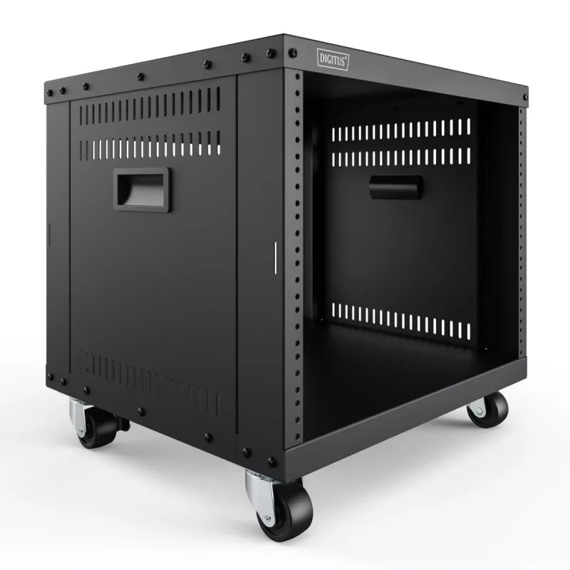 DIGITUS 8U AVS-räkki 420x507x460 mm kierteitetyt reiät rullat musta