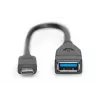 DIGITUS USB Type-C -adapterikaapeli, OTG, Type-C - A uros/naaras, 15 cm Super Speed musta