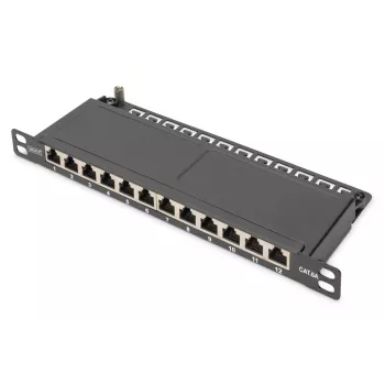 DIGITUS CAT6A kytkentäpaneeli, suojattu, 12-porttia, 1/2U, 10