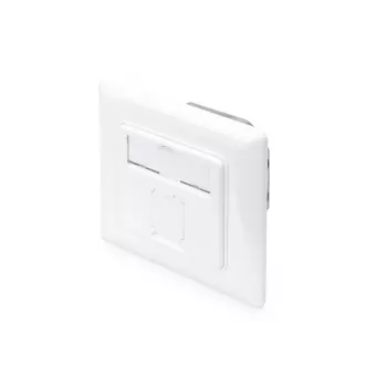 DIGITUS CAT6A Class EA verkkorasia, suojattu 1x RJ45, LSA, puhtaanvalkoinen, uppoasennus, 8 suuntaa