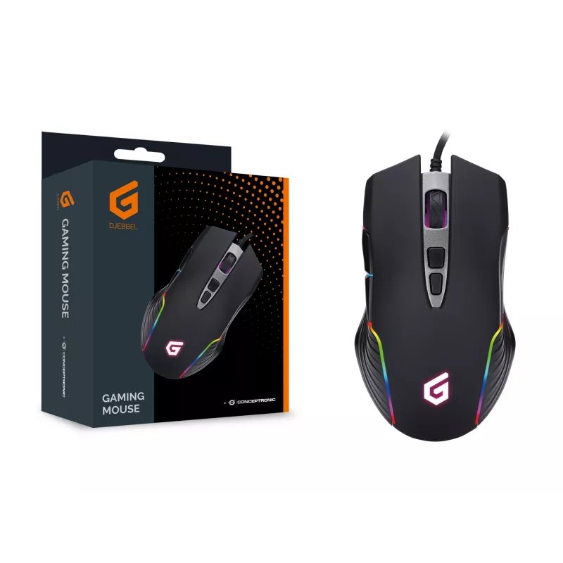 Conceptronic 7D -pelihiiri USB, 7200 DPI, oikeakätinen, optinen, USB Type-A, 7200 DPI, musta