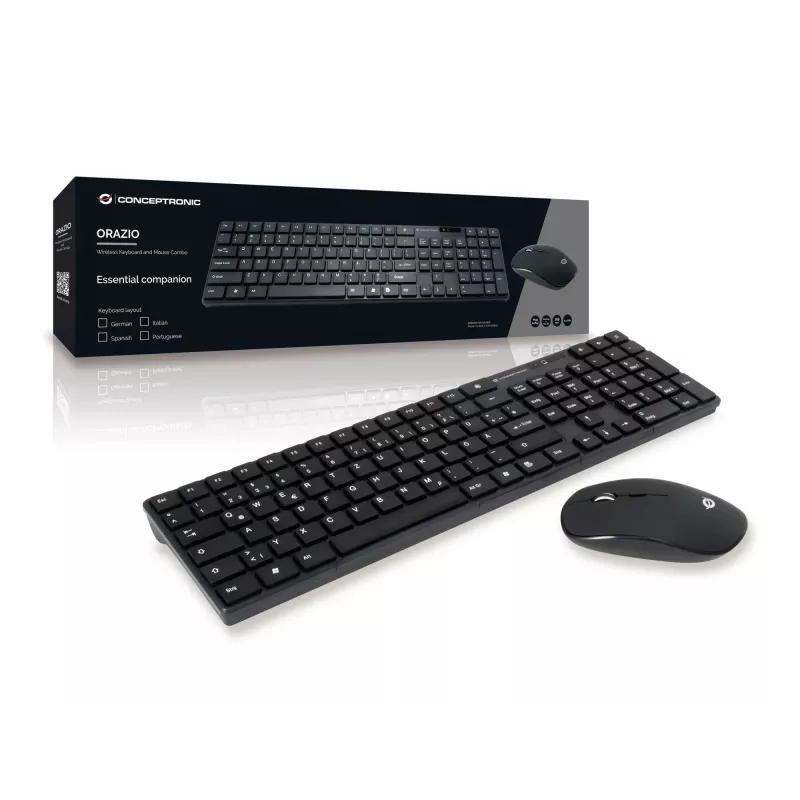 Conceptronic ORAZIO01DE näppäimistö hiiri sisältyy koti RF Wireless QWERTZ saksa musta