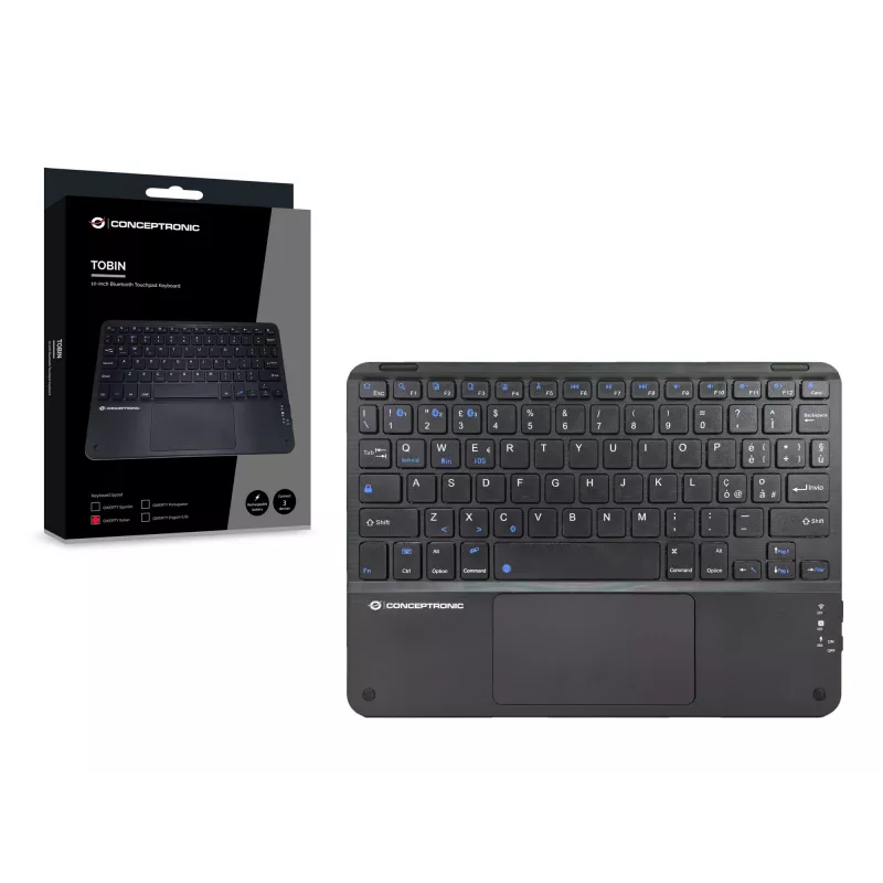 Conceptronic TOBIN01BIT 10 tuuman Bluetooth-kosketuslevynäppäimistö, QWERTY italia