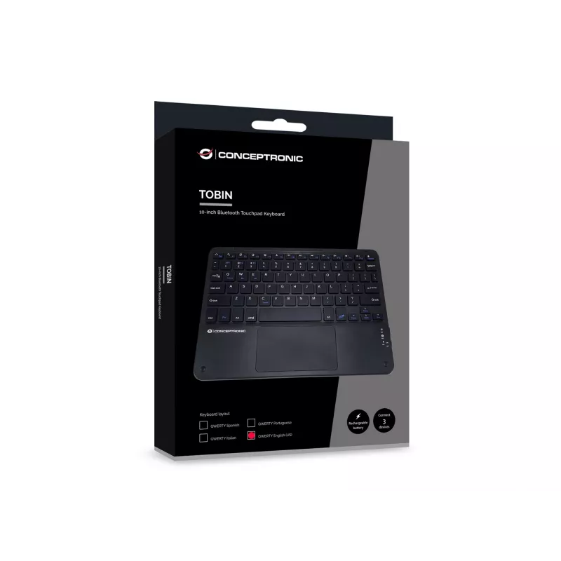 Conceptronic TOBIN01BUS 10 tuuman Bluetooth-kosketuslevynäppäimistö, QWERTZ EN (US)
