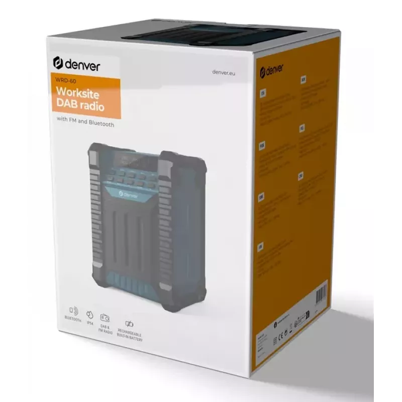 DENVER ELECTRONICS Wrd-60 työmaaradio DAB+ Bluetoothilla ja valonheittimellä
