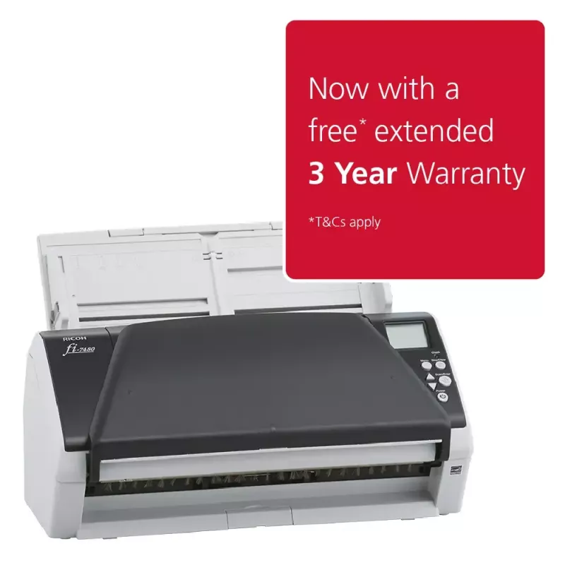 Ricoh fi-7480 ADF-skanneri 600 x 600 DPI A3 harmaa, valkoinen