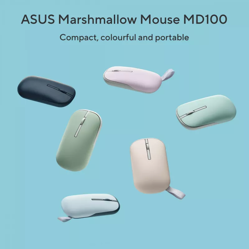 ASUS Marshmallow MD100 -hiiri, office, molempikätinen, RF Wireless + Bluetooth, optinen, 1600 DPI