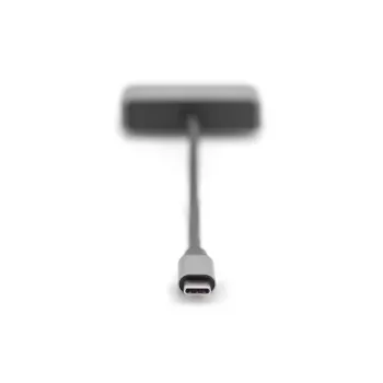 DIGITUS USB-C - mini DP + VGA -sovitin, 20 cm 4K/30Hz, hopea, alumiinikotelo