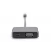 DIGITUS USB-C - mini DP + VGA -sovitin, 20 cm 4K/30Hz, hopea, alumiinikotelo