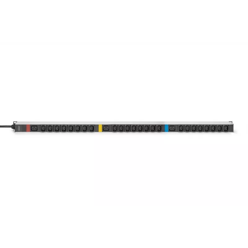 DIGITUS IT BASIC PDU. 3PH. 16A. 24 x C13. 3 x C19 pystysuora. 3 m kaapeli. IEC309 3Ph-16A pistoke