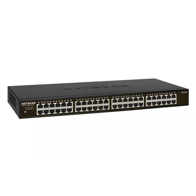 NETGEAR GS348 hallitsematon Gigabit Ethernet (10/100/1000) 1U musta