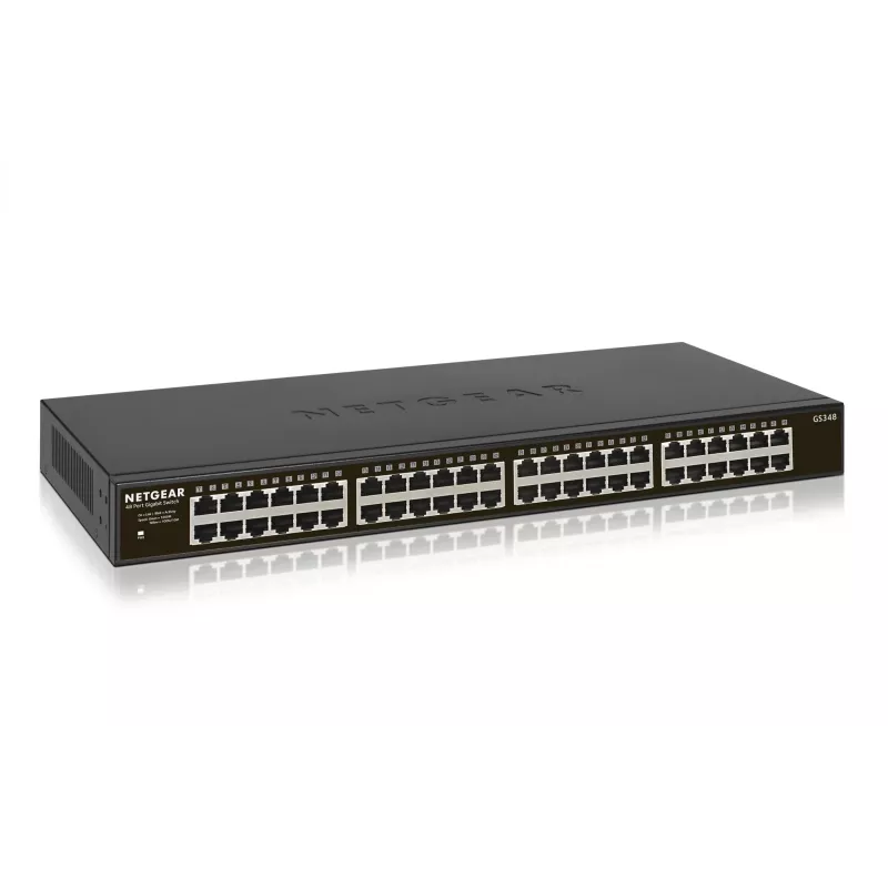 NETGEAR GS348 hallitsematon Gigabit Ethernet (10/100/1000) 1U musta