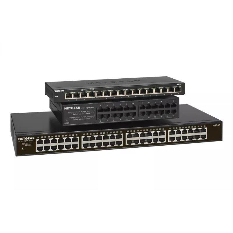 NETGEAR GS348 hallitsematon Gigabit Ethernet (10/100/1000) 1U musta