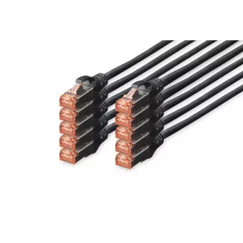 DIGITUS CAT6 S/FTP-verkkokaapeli, 0,25 m, musta