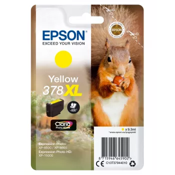 Epson Squirrel yksittäispakkaus keltainen 378XL Claria Photo HD muste, suuri (XL) riitto, keltainen, pigmenttimuste, 9,3 ml, 1 kpl, 830 sivua