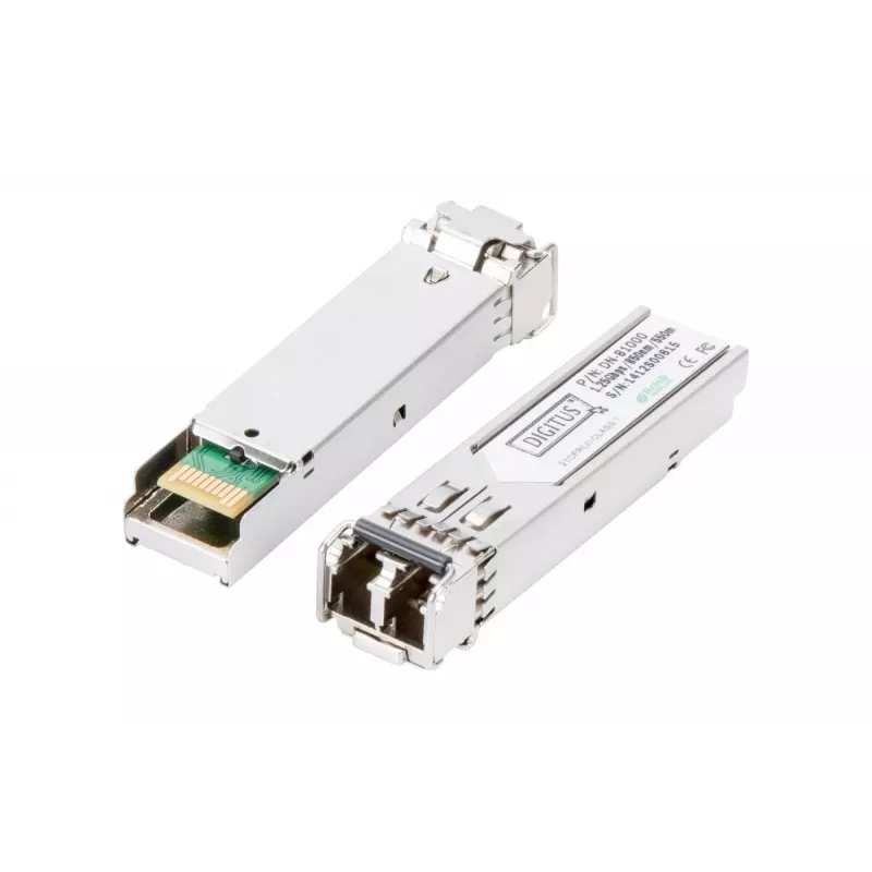 DIGITUS 1,25 Gbit/s SFP-moduuli, jopa 550 m monimuoto, LC-duplex-liitin 1000Base-SX, 850 nm