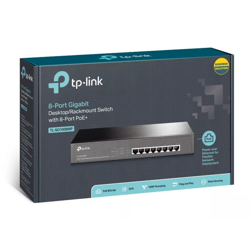 TP-Link TL-SG1008MP hallitsematon Gigabit Ethernet (10/100/1000) Power over Ethernet (PoE) 1U musta