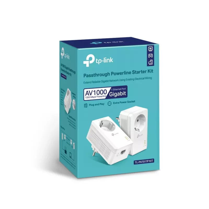 TP-Link AV1000 Gigabit Passthrough Powerline aloituspakkaus