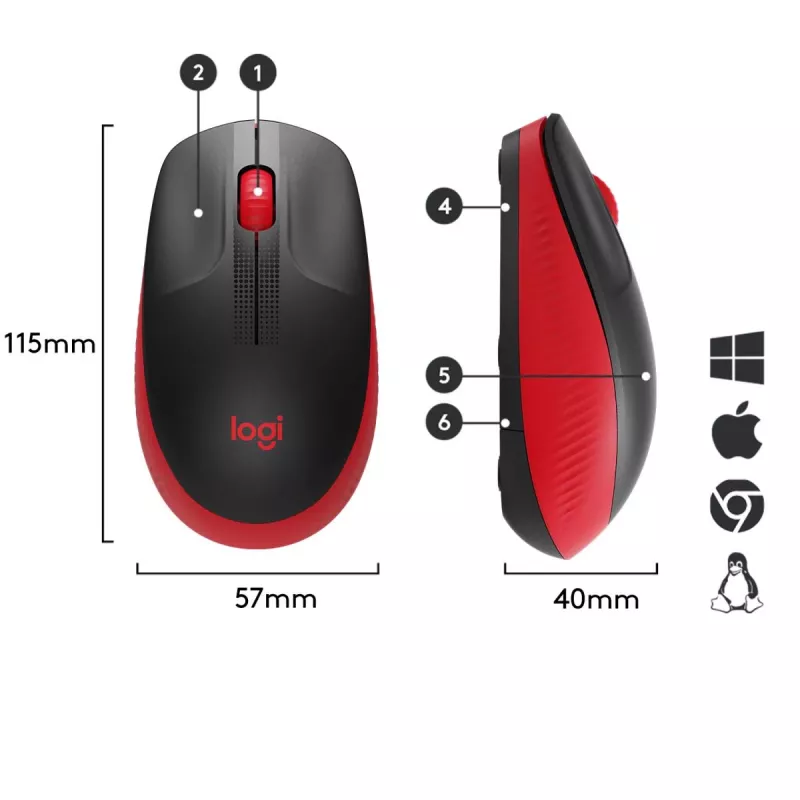 Hiiri Logitech M190 Wireless USB punainen