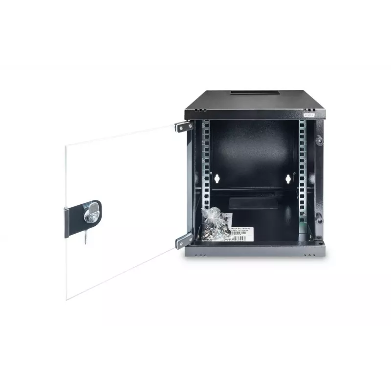 DIGITUS seinäkaappi 254 mm (10 inch) 6U seinäkaappi 330x312x300 mm, väri musta (RAL 9005)