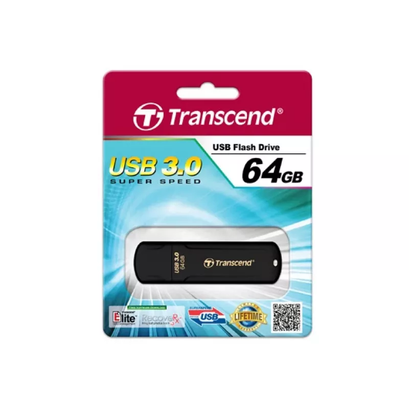 TRANSCEND JetFlash 700 - 64 GB USB-muistitikku - USB 3.0 - Musta