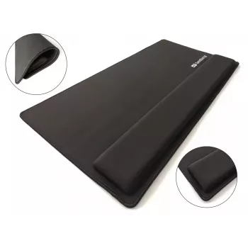 Sandberg Desk Pad Pro XXL, Musta, Yksivärinen, Rannetuki, Liukumaton alusta, Pelihiirimatto