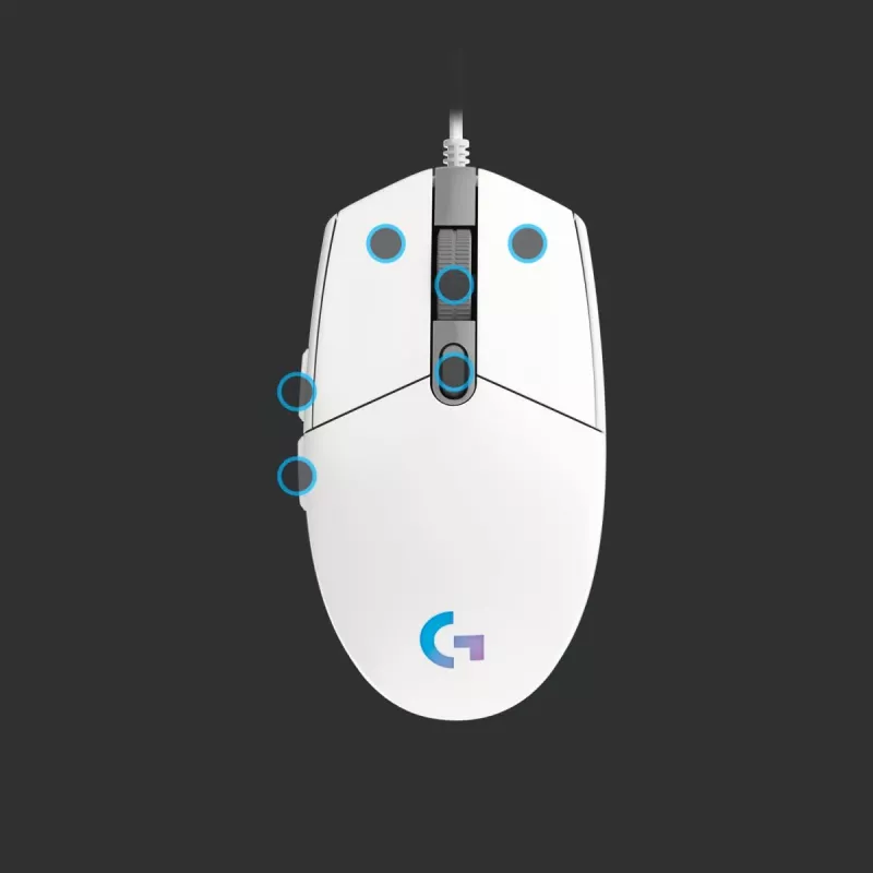 LOGITECH G203 Lightsync -pelihiiri USB valkoinen