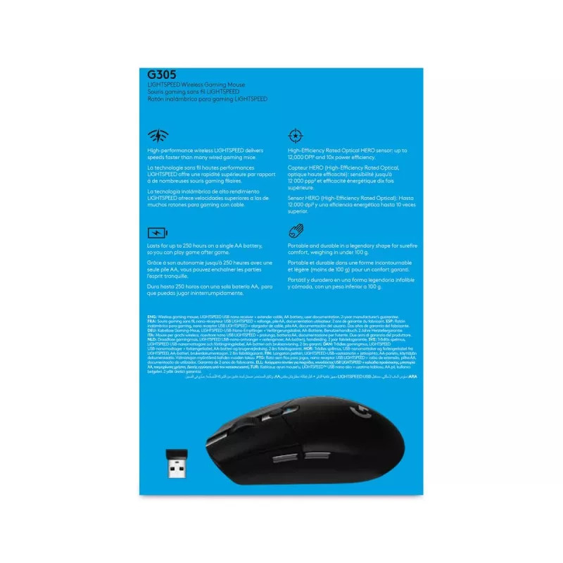 Logitech G305 Lightspeed langaton pelihiiri, musta