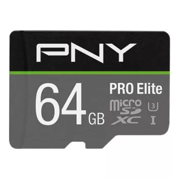 PNY Micro-SD Pro Elite 64 GB Class 10 UHS-I U3 A1 V30 SD-sovitin