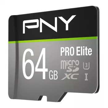 PNY Micro-SD Pro Elite 64 GB Class 10 UHS-I U3 A1 V30 SD-sovitin