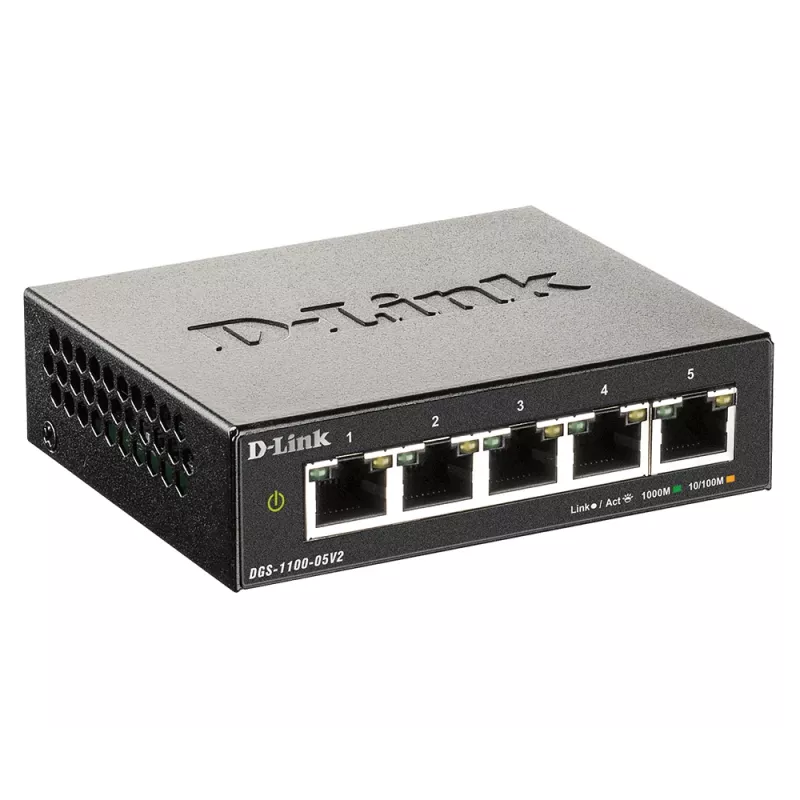 D-Link DGS-1100-05V2/E verkkokytkin hallittava L2 Gigabit Ethernet (10/100/1000) musta