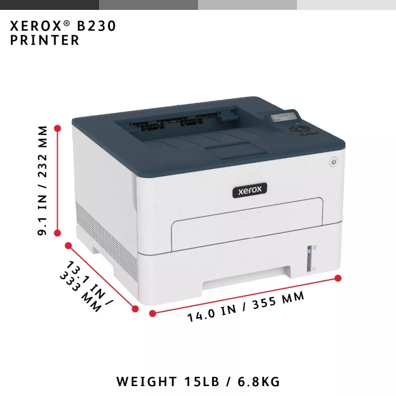 Xerox B230 A4 34ppm langaton duplex-tulostin PCL5e/6 2 paperilokeroa yhteensä 251 arkkia