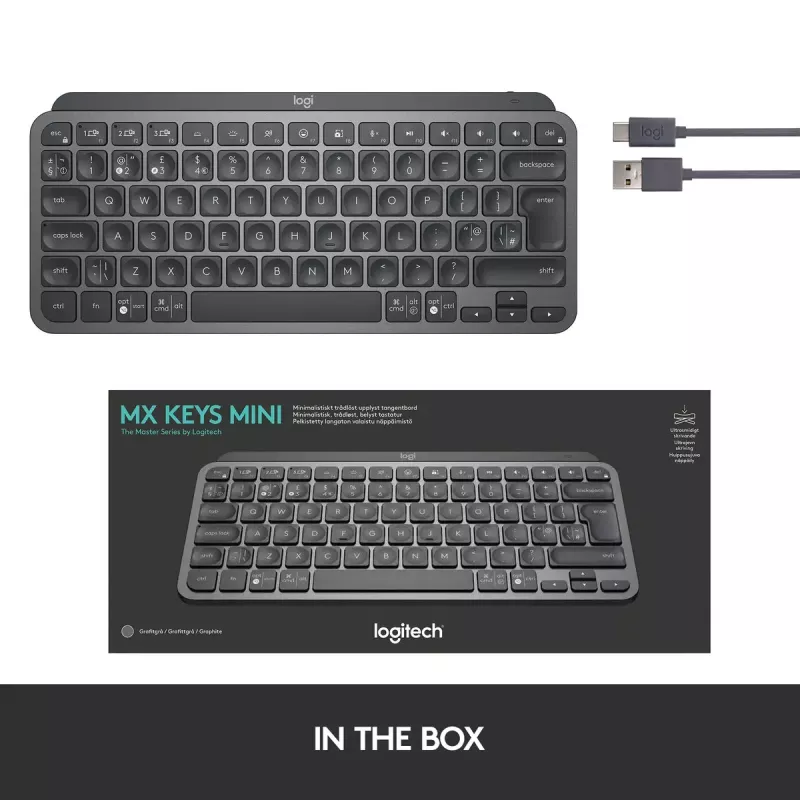 LOGITECH Minimalist Wireless Illuminated -näppäimistö - MX KEYS MINI - Graphite - Qwertz saksa