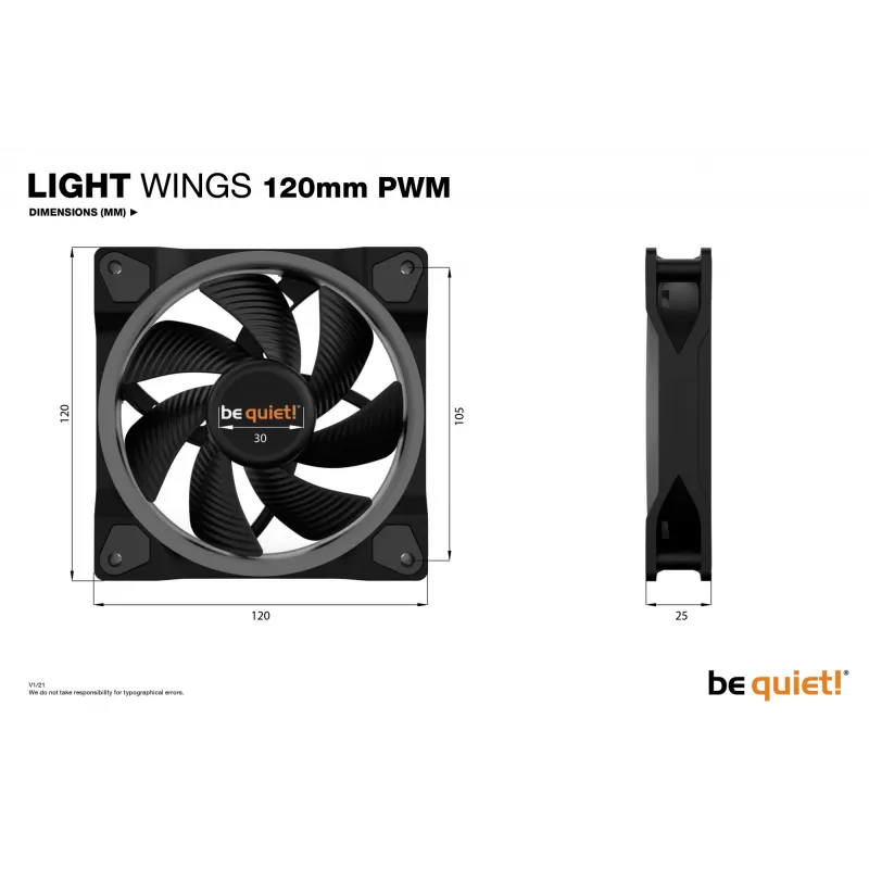 be quiet Light Wings 120mm ARGB PWM tuuletin musta